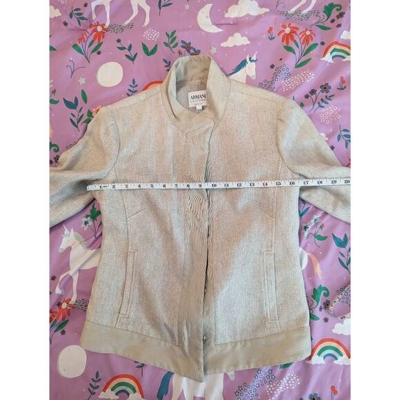 Armani collezione cream linen jacket mandarin collar nwot sz 6 - Picture 3 of 6